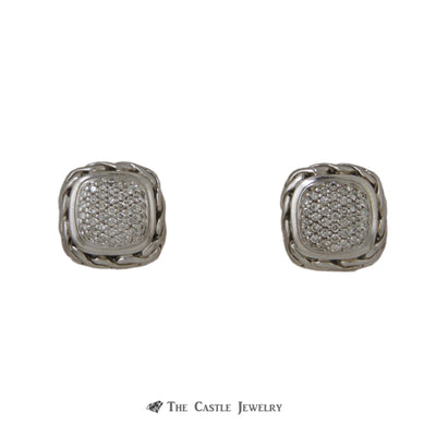 John Hardy Classic Chain Sterling Silver/18K White Gold .53ctw Woven Diamond Earrings