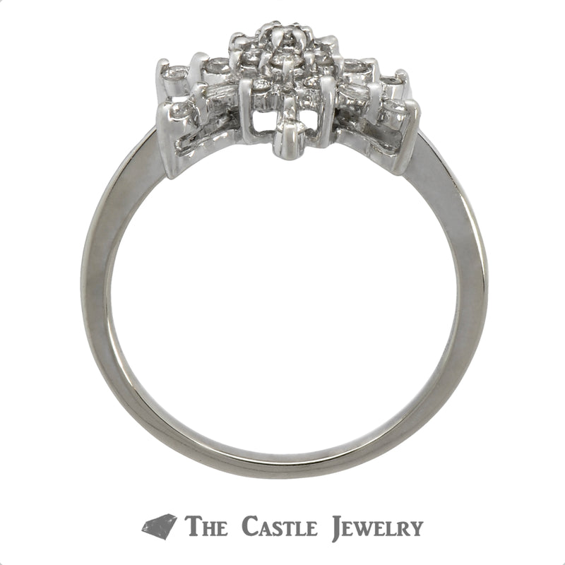 Diamond Cluster in Snowflake Design Crafted in 14k White Gold