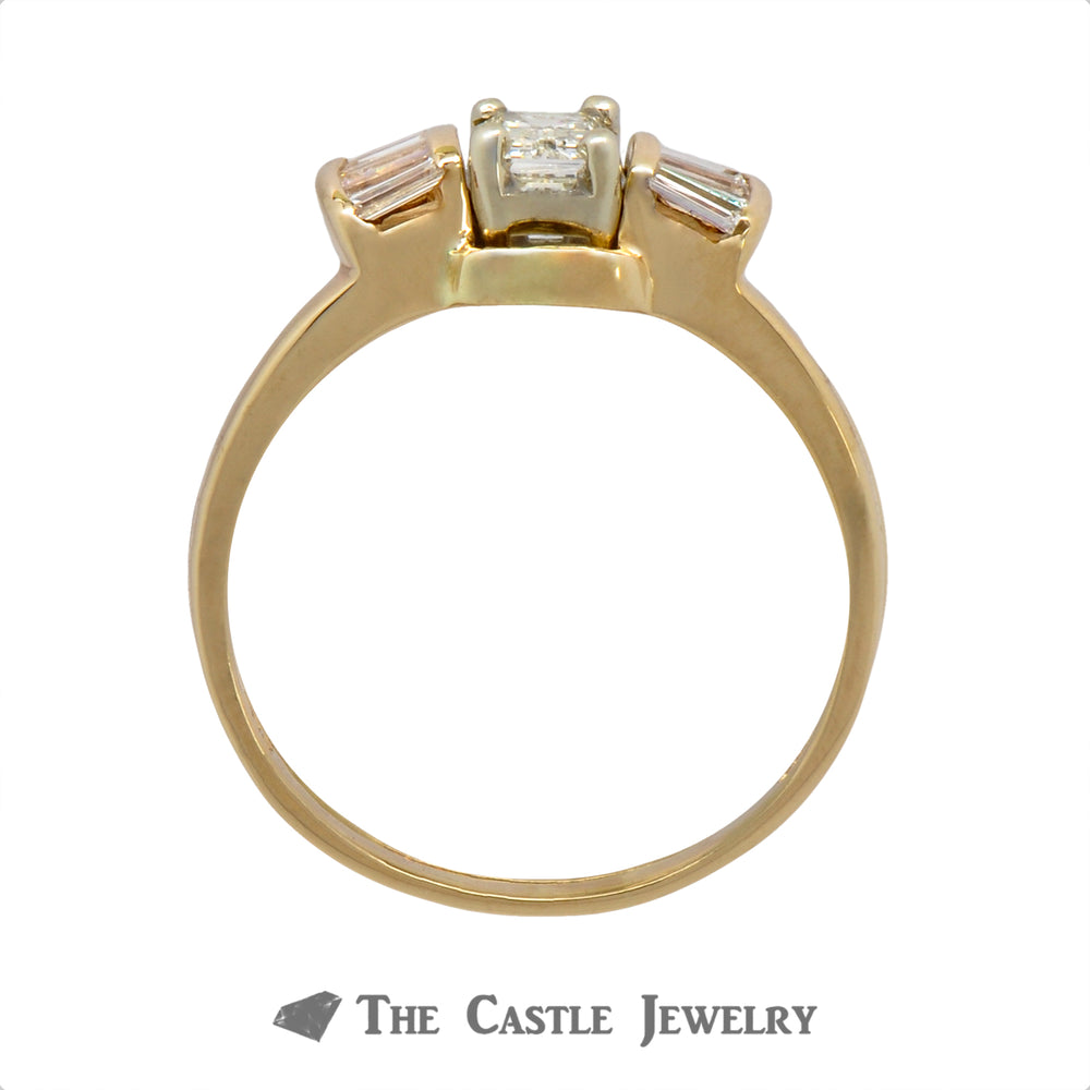 Emerald Cut Bridal Set with Baguette Accents Crafted in 14k Yellow Gold