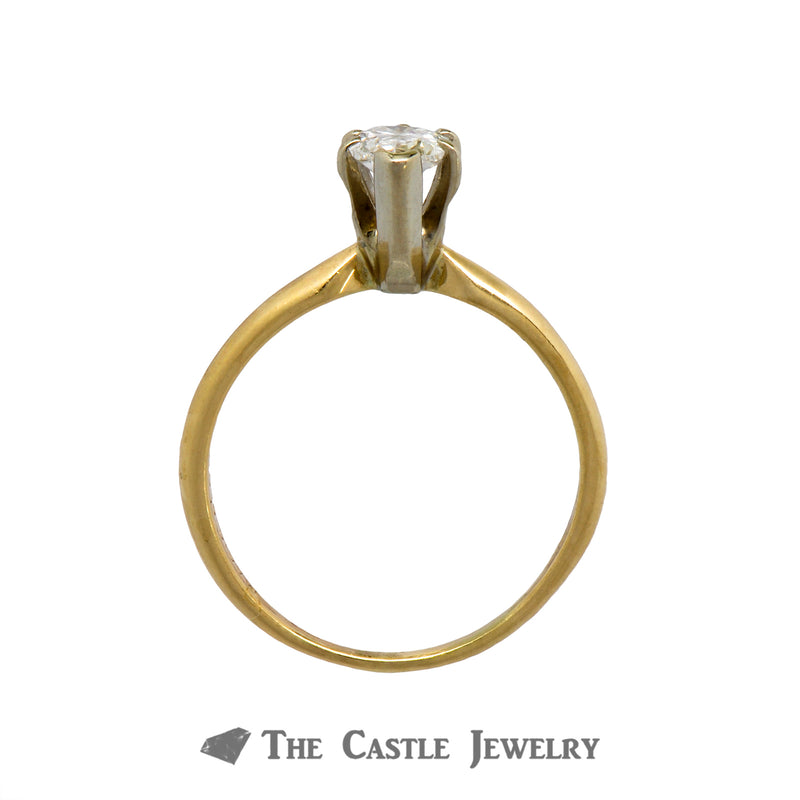 Solitaire Pear Diamond Engagement Ring in 6 Prong Tiffany Mounting