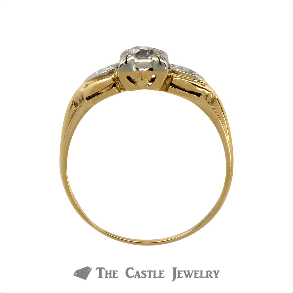 .30ct Old European Cut Diamond Solitaire Engagement Ring in 14k Two-Tone Gold