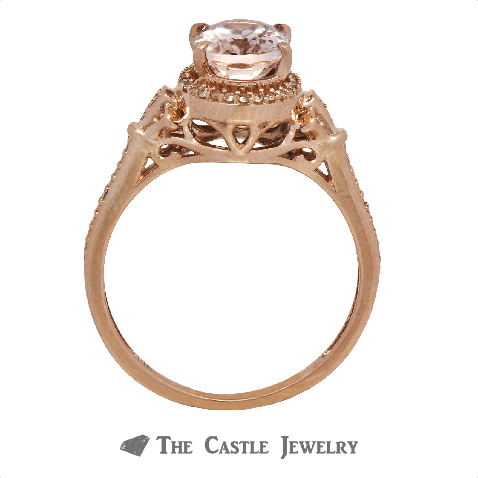 Oval Ring with Diamond Accents in 10K Rose Gold The Castle