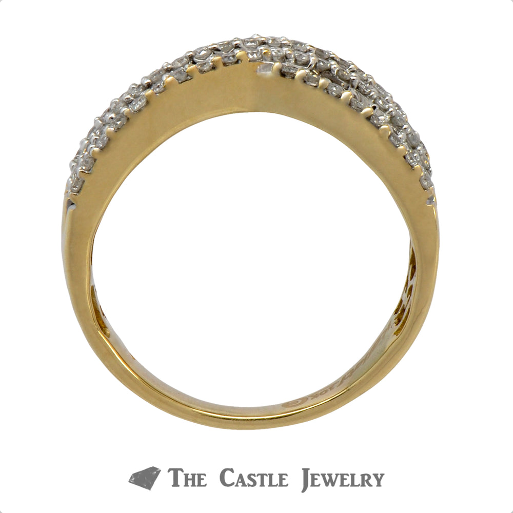 Kallati White & Chocolate Diamond "X" Style Designer Ring in 10k Yellow Gold