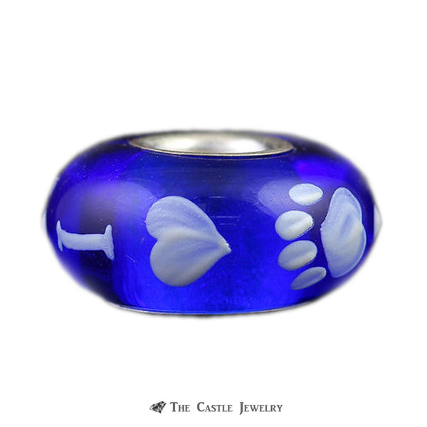 Collegiate University of Kentucky Blue Fenton Art Glass Bead I Love Wildcat Paw