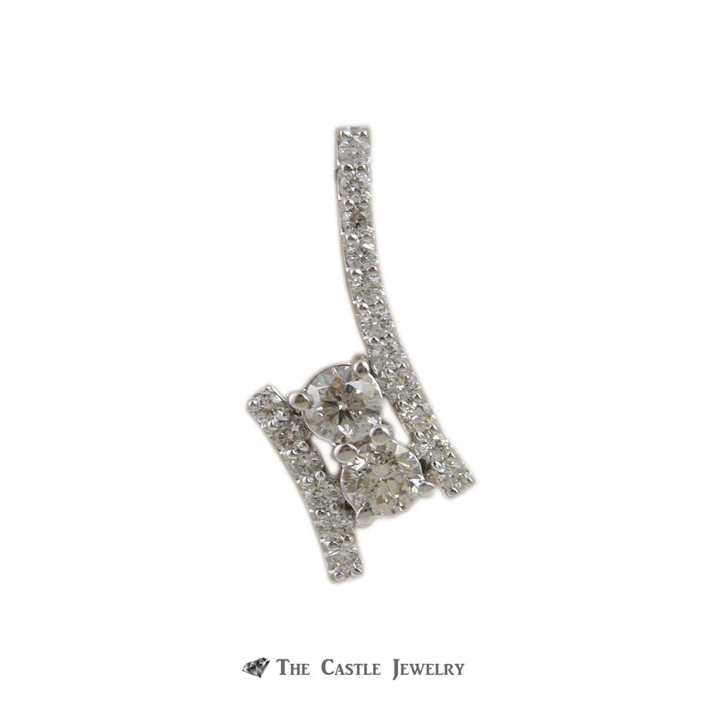 My Love My Best Friend 2 Round 1.00cttw Diamond Pendant in 14K White Gold