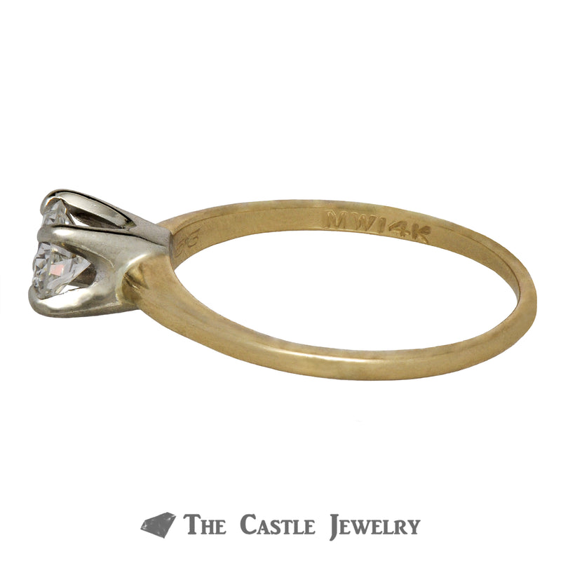 Round Brilliant Cut .53ct SI1 H/I Diamond Engagement Ring 14K Yellow Gold