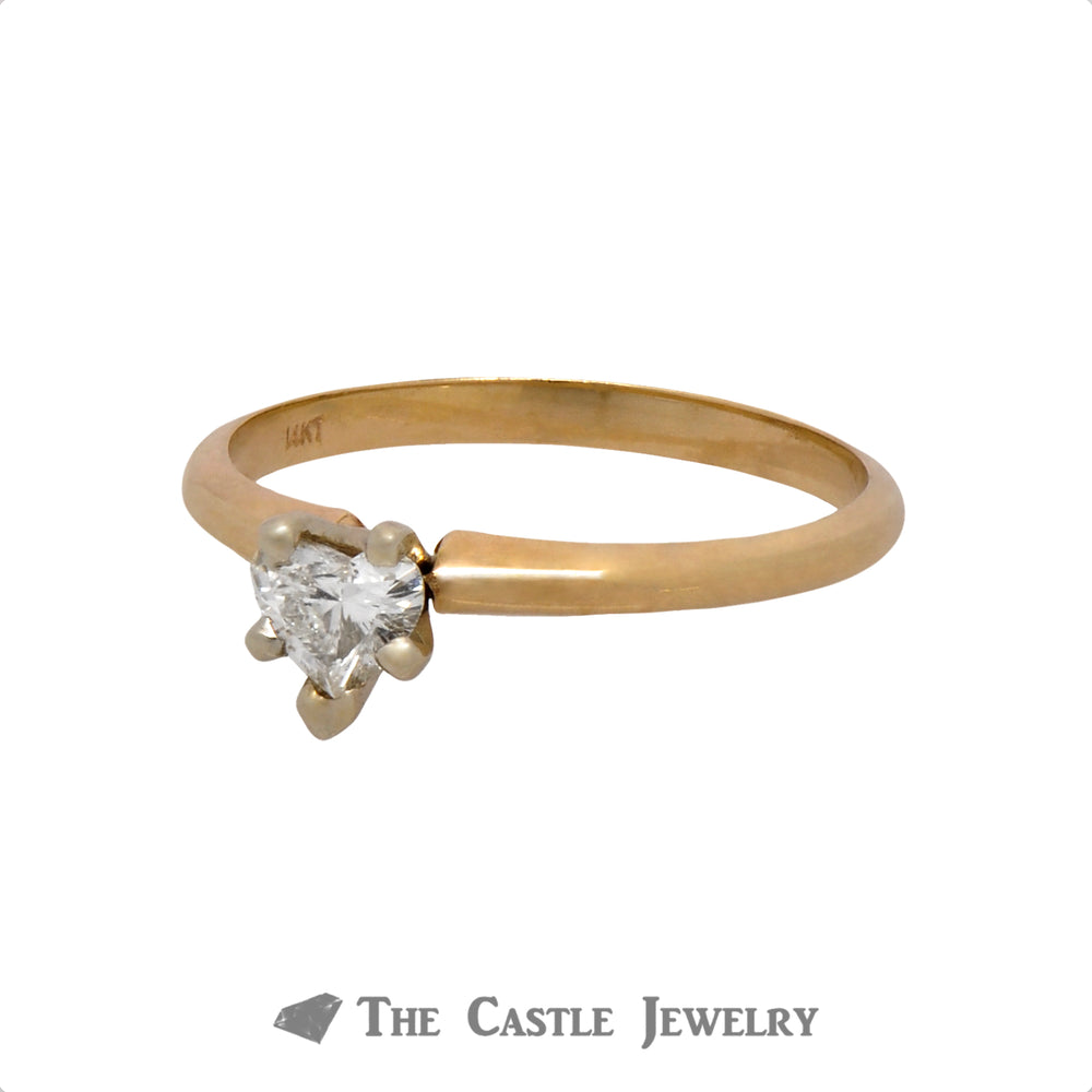 .30ct Heart Cut Diamond Solitaire Engagement Ring in 14k Yellow Gold
