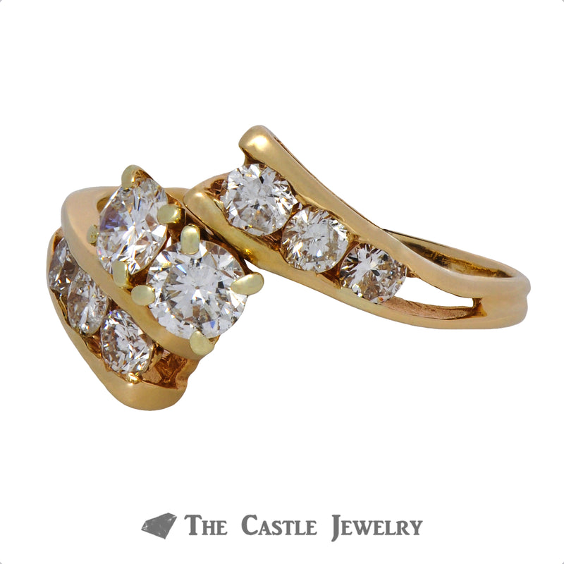Double Round Brilliant Cut Center Ring with Split Bypass Design