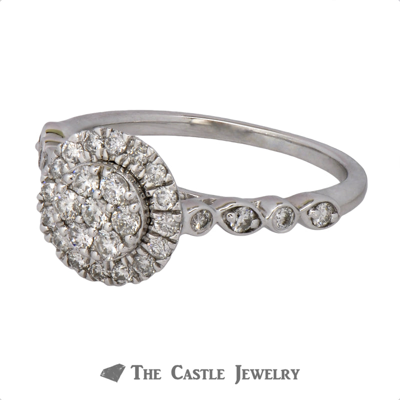 Crown Collection .50cttw Round Diamond Cluster & Halo Engagement Ring