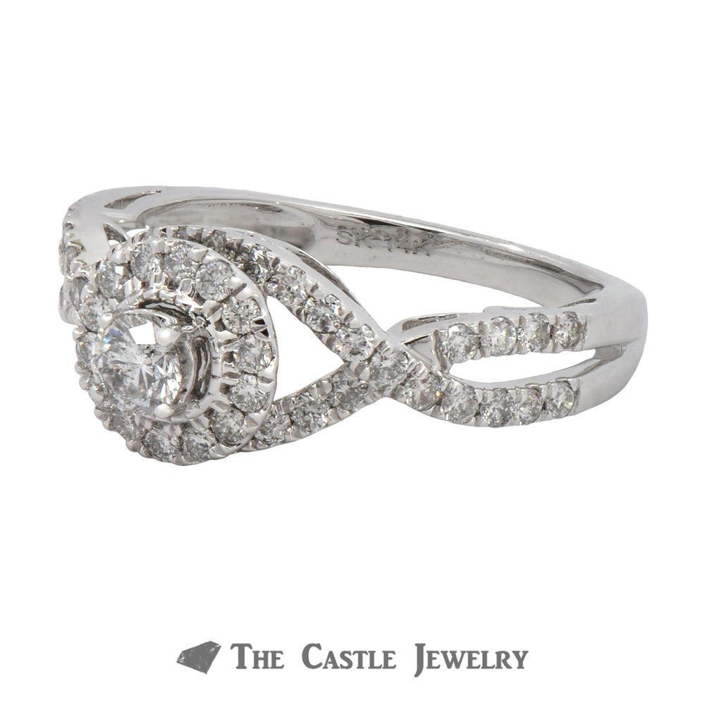 Crown Collection Round Diamond Engagement Ring with Halo Design