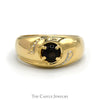 Men's Gray Lindy Star Ring with Beaded Accents in 10k Yellow Gold - Thumbnail 1