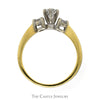 1/2cttw Three Stone Diamond Engagement Ring in 14k Yellow Gold - Thumbnail 2