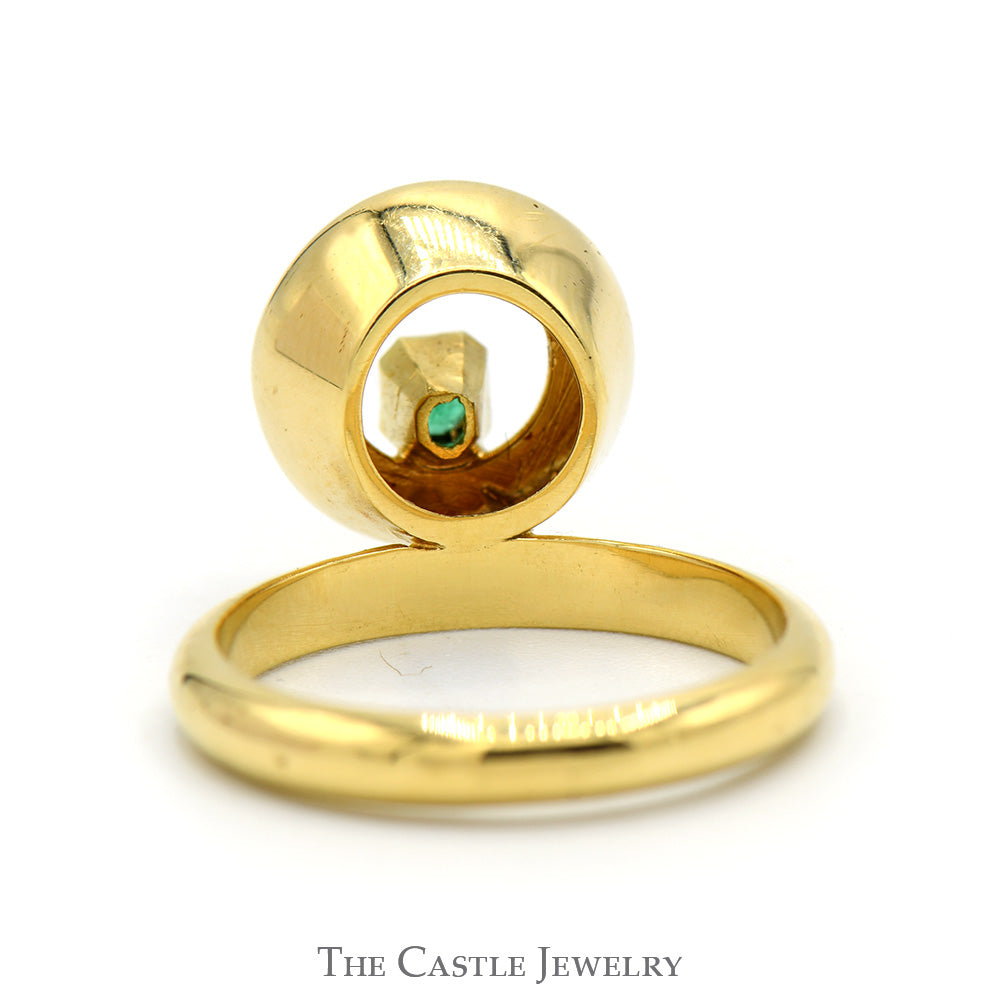 Open Circle Ring with Emerald Accent in 18k Yellow Gold