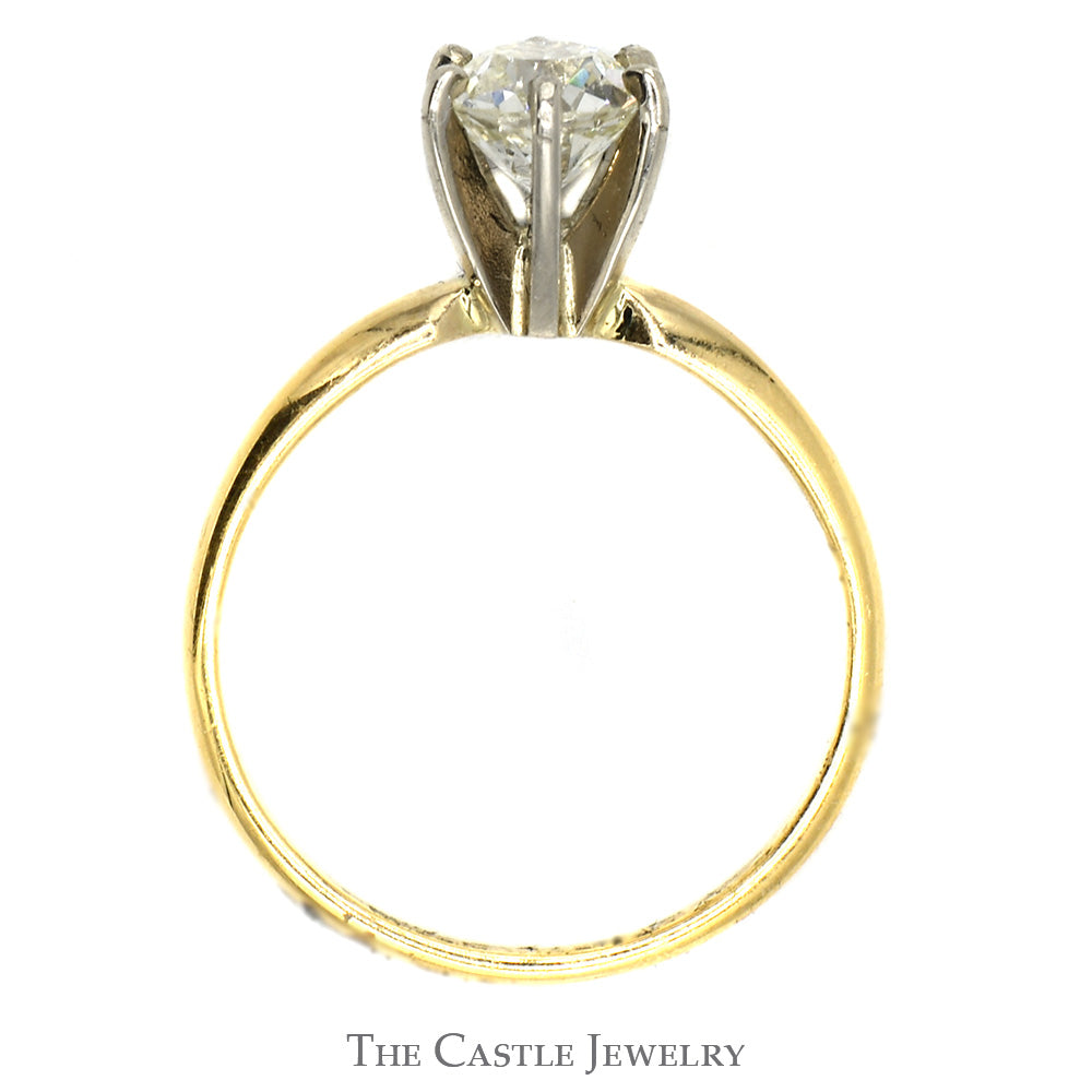 1.01ct Old European Cut Diamond Solitaire Ring in 14k Yellow Gold 6 Prong Tiffany Mounting