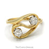 1/2cttw Double Old Mine Cut Diamond Swirl Ring in 14k Yellow Gold - Thumbnail 1