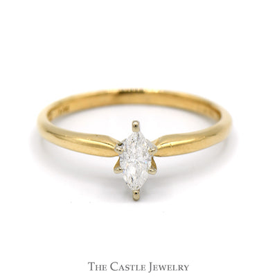 1/4ct Marquise Cut Diamond Solitaire Engagement Ring in 14k Yellow Gold