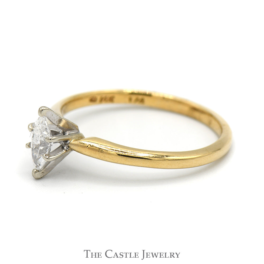 1/4ct Marquise Cut Diamond Solitaire Engagement Ring in 14k Yellow Gold