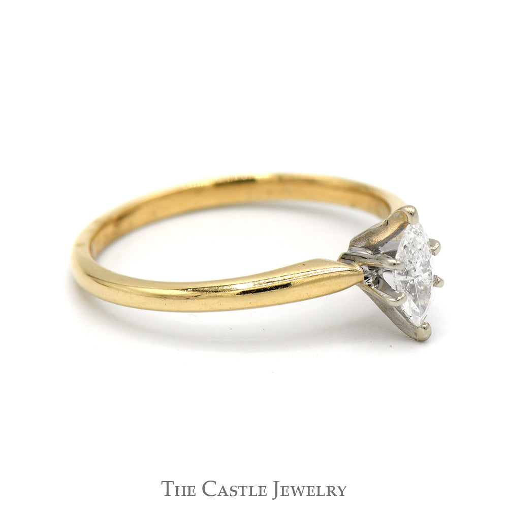 1/4ct Marquise Cut Diamond Solitaire Engagement Ring in 14k Yellow Gold