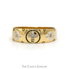 Two Toned Diamond Accented Cross Band in 10k Gold - Thumbnail 1