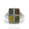 10k white gold multi colored diamond cluster ring — top view - Thumbnail 1