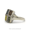 Side profile of the 10k white gold rectangular multi colored diamond cluster ring - Thumbnail 2