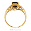 Pear Cut Black Onyx Ring with Diamond Accents in 14k Yellow Gold - Thumbnail 2