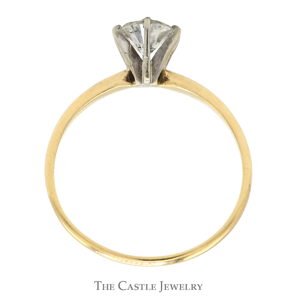 1/2ct Round Diamond Solitaire Engagement Ring in 14k Yellow Gold 6 Prong Mounting