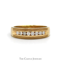 1/4cttw Round Channel Set 8 Diamond Band with Milgrain Detail in 14k Yellow Gold