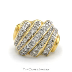 Dome Style 1cttw Diamond Cluster Ring in 14k Yellow Gold