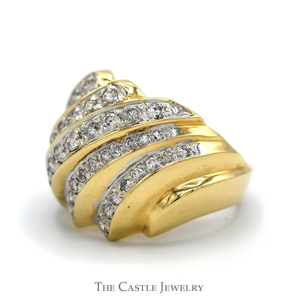 Dome Style 1cttw Diamond Cluster Ring in 14k Yellow Gold