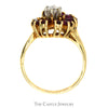 Round Diamond Ring with Marquise Ruby Halo in 14k Yellow Gold - Thumbnail 2