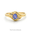 Oval Tanzanite Ring with Diamond Accented Sides in 14k Yellow Gold - Thumbnail 1