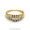 Marquise 3 Diamond Ring with Trillion Accents in 14K Yellow Gold - Thumbnail 1