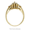 Marquise 3 Diamond Ring with Trillion Accents in 14K Yellow Gold - Thumbnail 2
