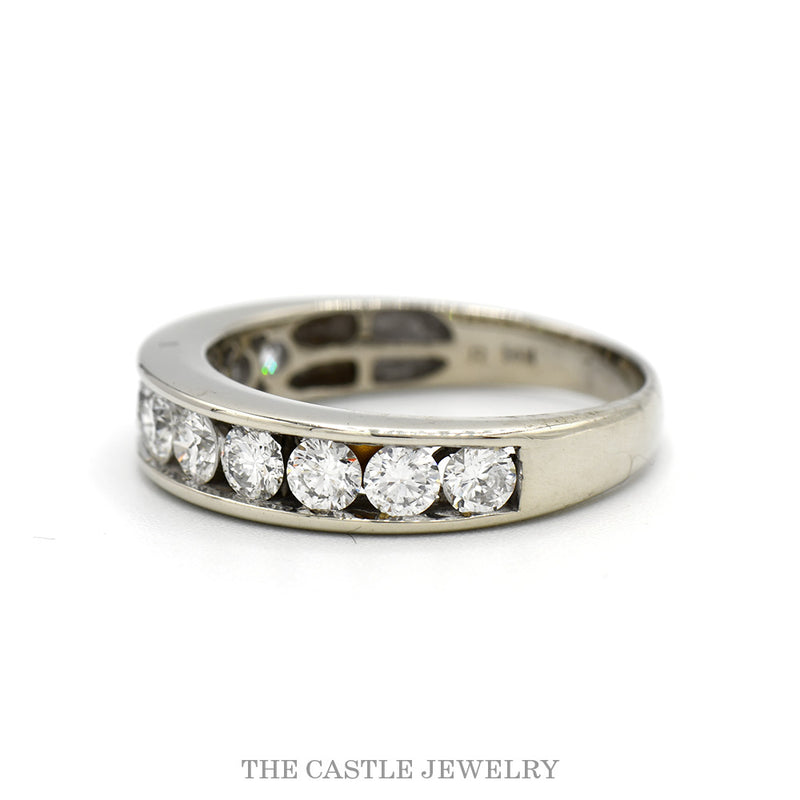 14K White Gold 1.25ct Round Diamond Channel Set Wedding Band