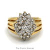 1cttw Marquise Shaped Diamond Cluster Ring with Split Shank Sides in 14k Yellow Gold - Thumbnail 1
