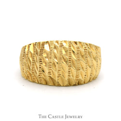 Diamond Cut Style Dome Ring in 14k Yellow Gold