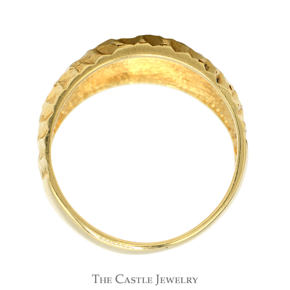 Diamond Cut Style Dome Ring in 14k Yellow Gold