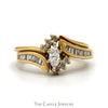 Bypass Diamond Bridal Set .50CTTW With .20CT Marquise Cut Center With Baguette And Round Diamond Accents In 14KT Yellow Gold - Thumbnail 1
