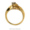 Bypass Diamond Bridal Set .50CTTW With .20CT Marquise Cut Center With Baguette And Round Diamond Accents In 14KT Yellow Gold - Thumbnail 2