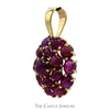 Round Shaped Cabochon Ruby Cluster Pendant in 14k Yellow Gold - Thumbnail 2