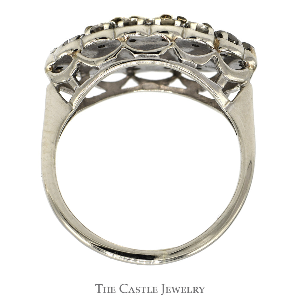 3/4cttw Oval Shaped Diamond Cluster Ring in 14k White Gold