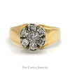 1cttw 7 Round Diamond Cluster Ring with Tapered Sides in 10k Yellow Gold - Thumbnail 1