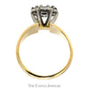 1cttw 7 Round Diamond Cluster Ring with Tapered Sides in 10k Yellow Gold - Thumbnail 2