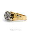 1cttw 7 Round Diamond Cluster Ring with Tapered Sides in 10k Yellow Gold - Thumbnail 3