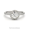 1.35cttw Lab Grown Diamond Engagement Ring with Diamond Halo & Accents in 14k White Gold - Thumbnail 1