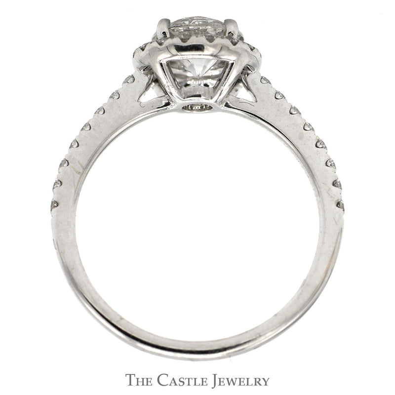 1.35cttw Lab Grown Diamond Engagement Ring with Diamond Halo & Accents in 14k White Gold
