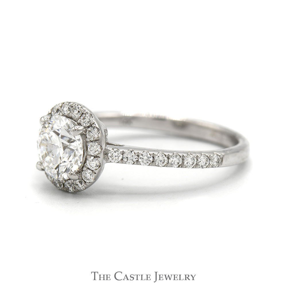 1.35cttw Lab Grown Diamond Engagement Ring with Diamond Halo & Accents in 14k White Gold