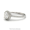 1.35cttw Lab Grown Diamond Engagement Ring with Diamond Halo & Accents in 14k White Gold - Thumbnail 3