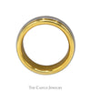 Grooved Two Tone Platinum and 18k Yellow Gold Men's Band - Size 9.75 - Thumbnail 2